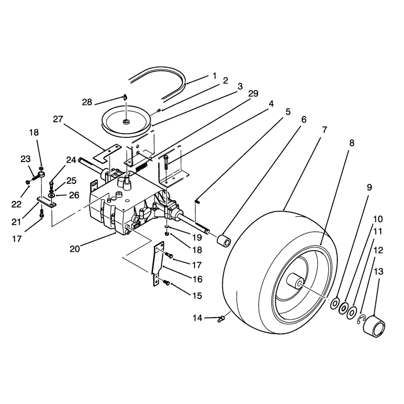 Rear Wheel and Transmission Assembly
