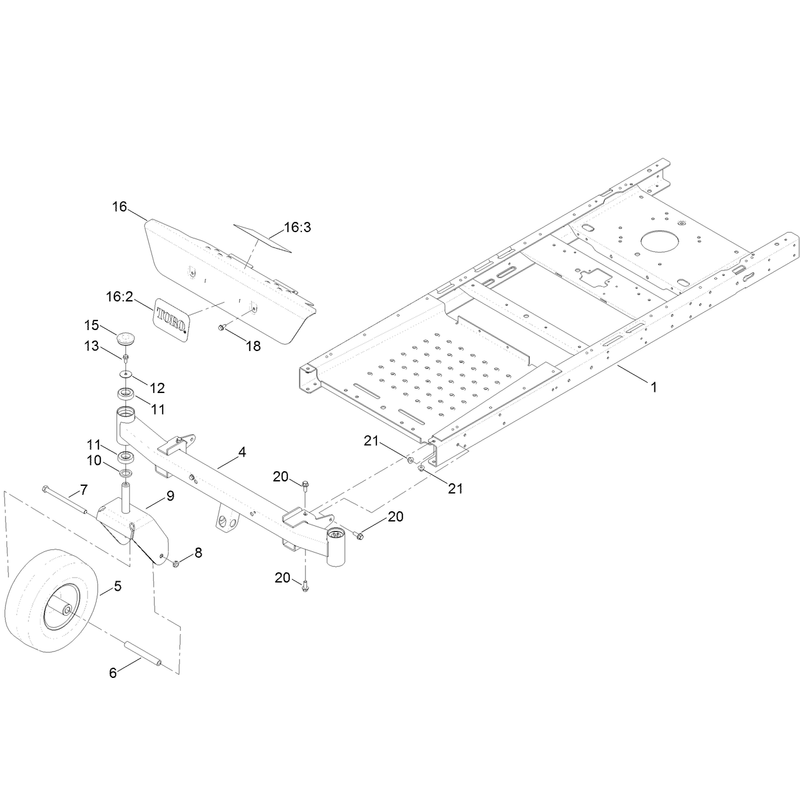Frame, Front Axle and Caster Wheel Assembly