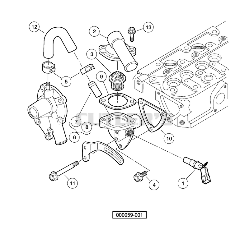 Water Flange and Thermostat