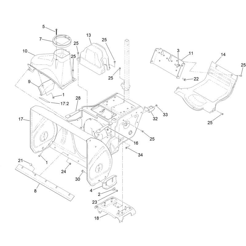 Main Frame and Auger Housing Assembly