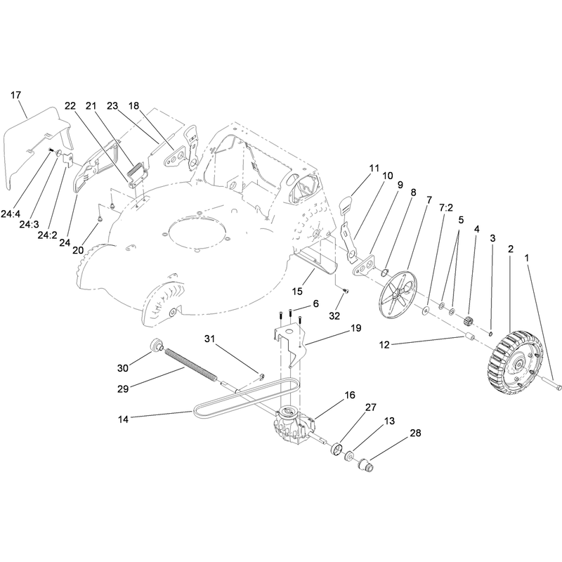 Disharge Door and Rear Wheel Assembly