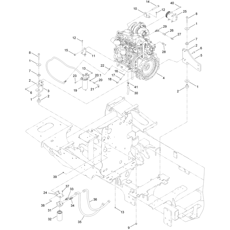 Engine and Mounting Assembly