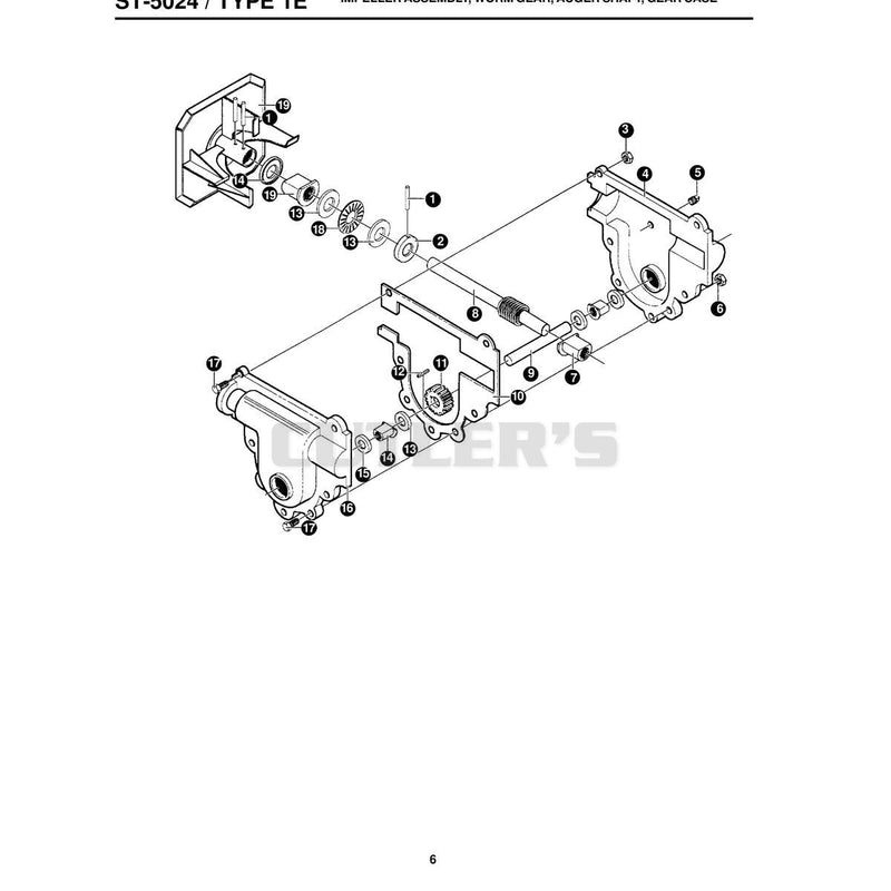IMPELLER ASSEMBLY, WORM GEAR, AUGER SHAFT, GEAR CASE