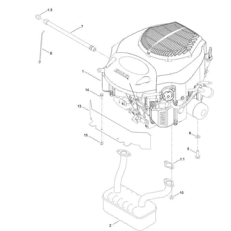 Engine and Muffler Assembly