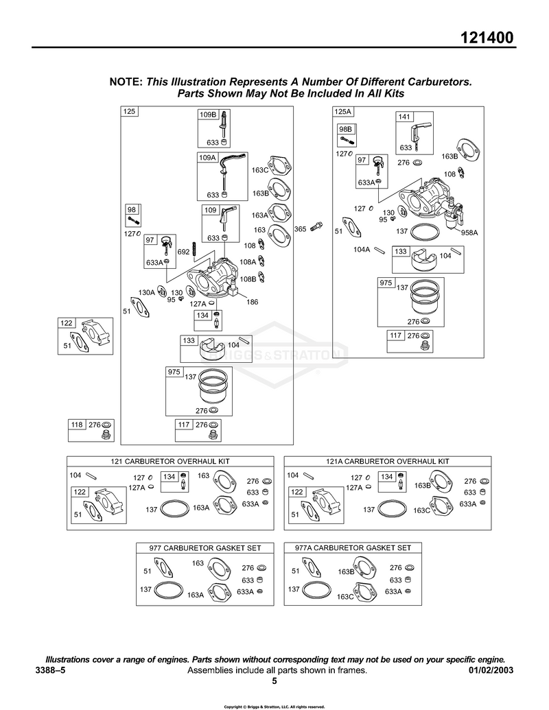 Carburetor Group, Kits/Gasket - Carburetor