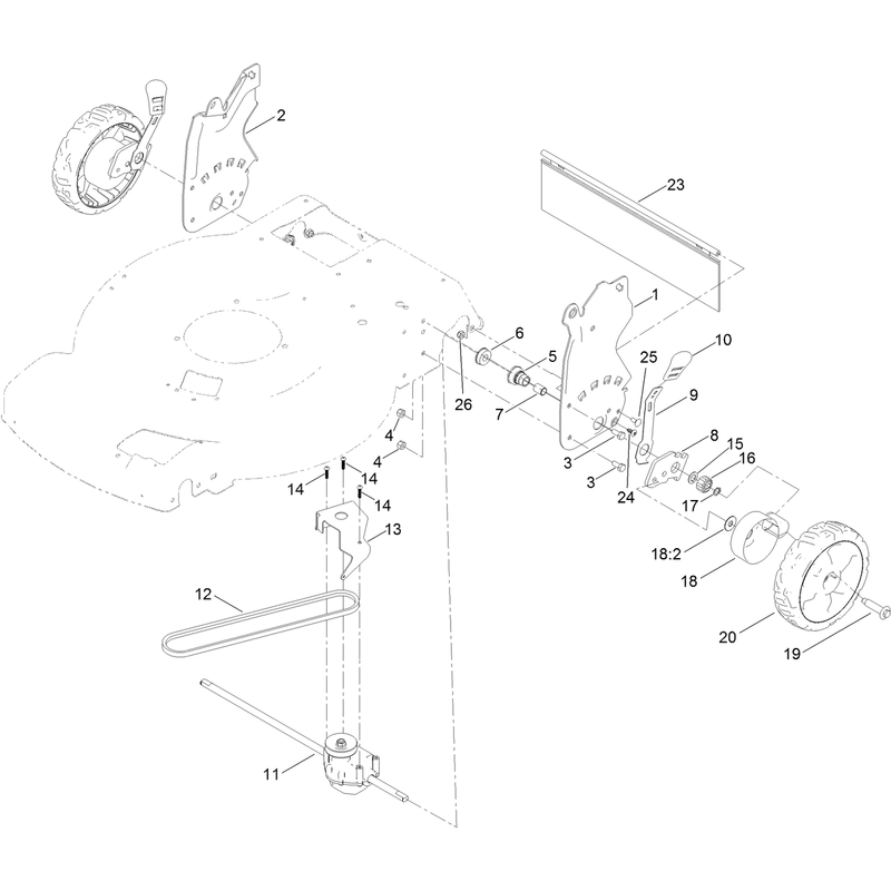 Rear Wheel and Height of Cut Assembly