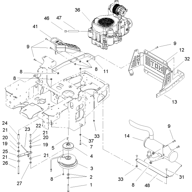 Engine Clutch and Muffler Assembly
