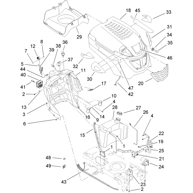 Fuel Tank and Hood Assembly