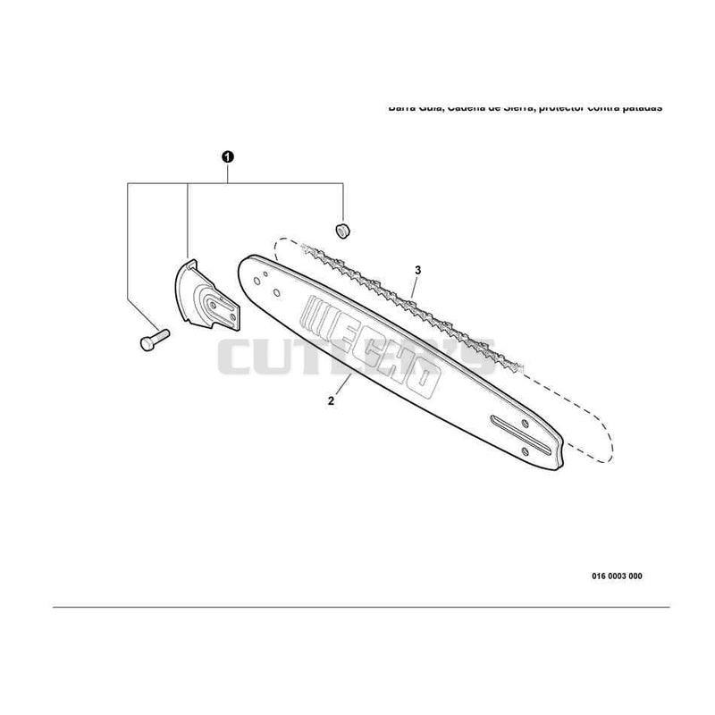 Guide Bar, Sawing Chain, Kick Guard