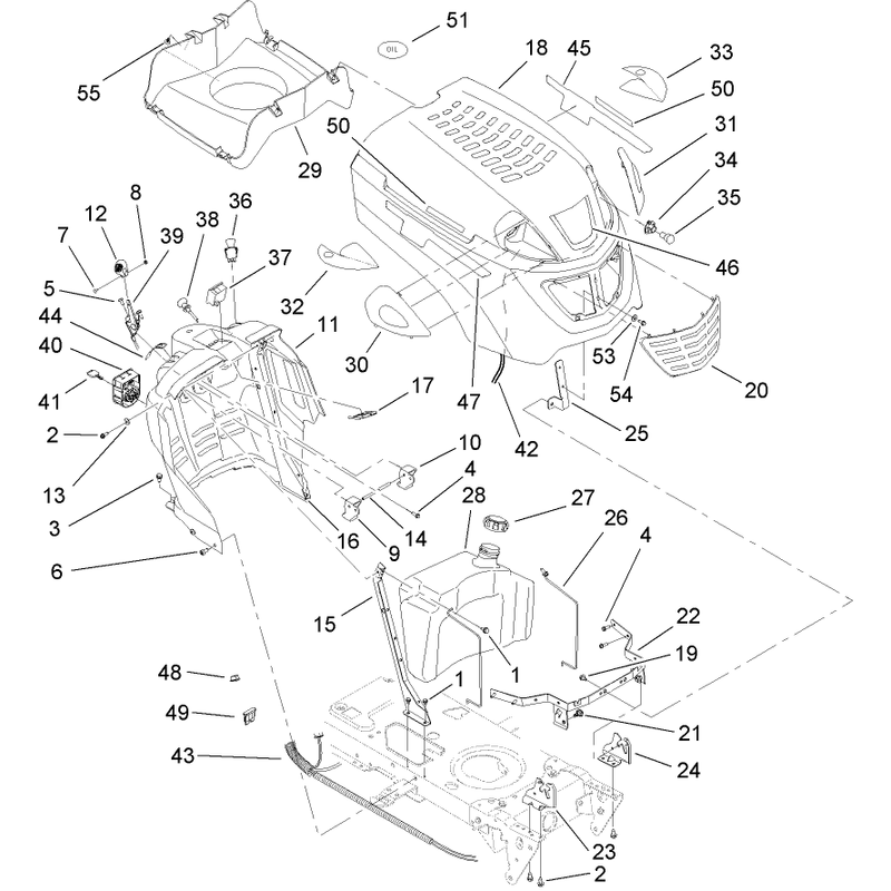 Fuel Tank and Hood Assembly