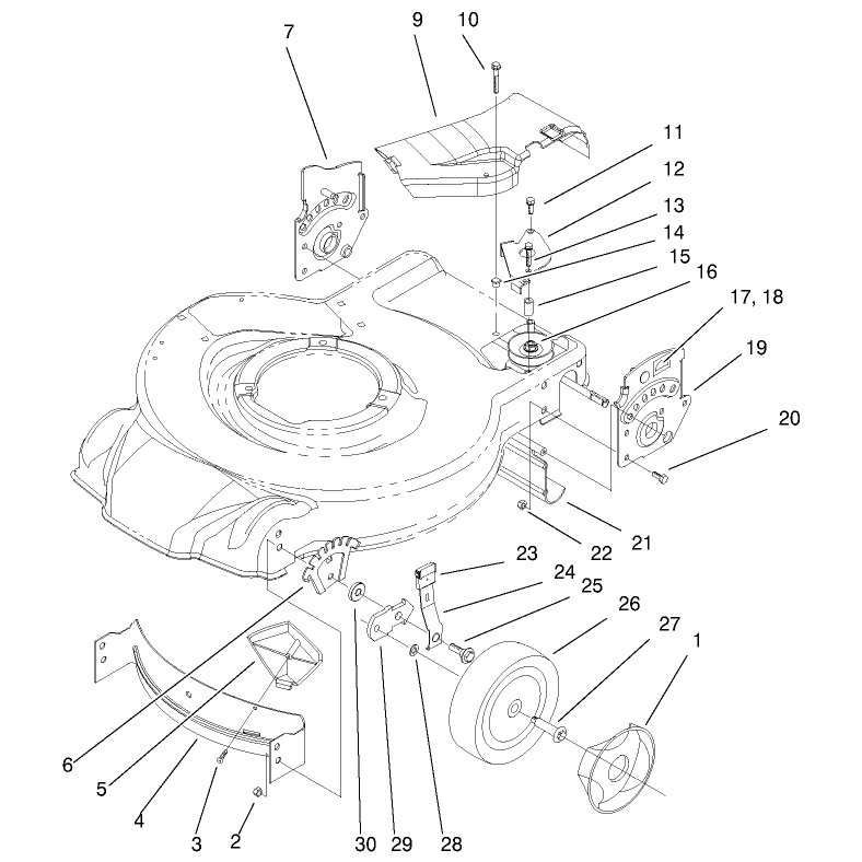 Housing Handle Brackets and Wheel Assembly