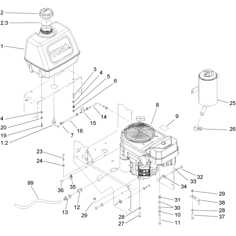 Engine and Fuel Tank Assembly