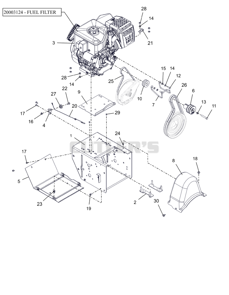 Engine, Frame And Belt Drive - 24" EFI
