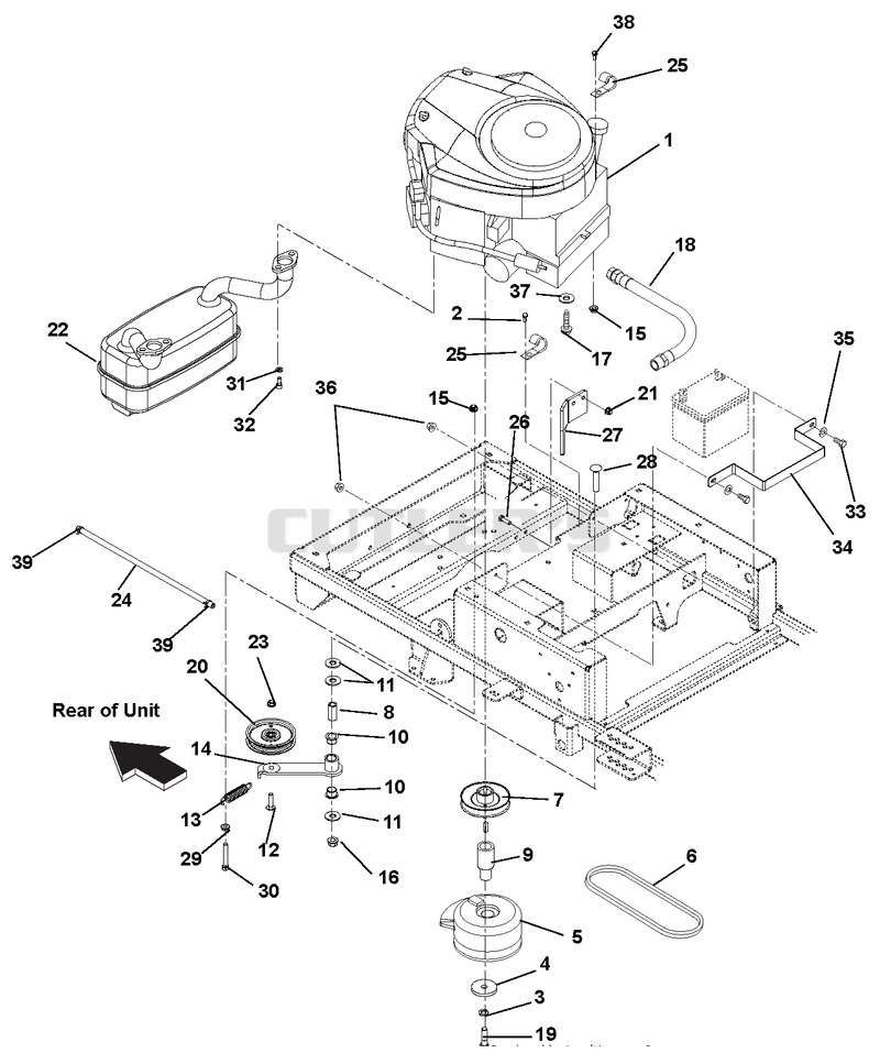 Engine, Exhaust, Belts and Idlers