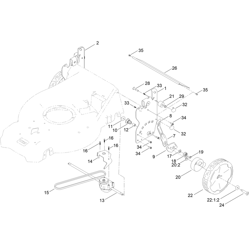 Rear Wheel and Height of Cut Assembly