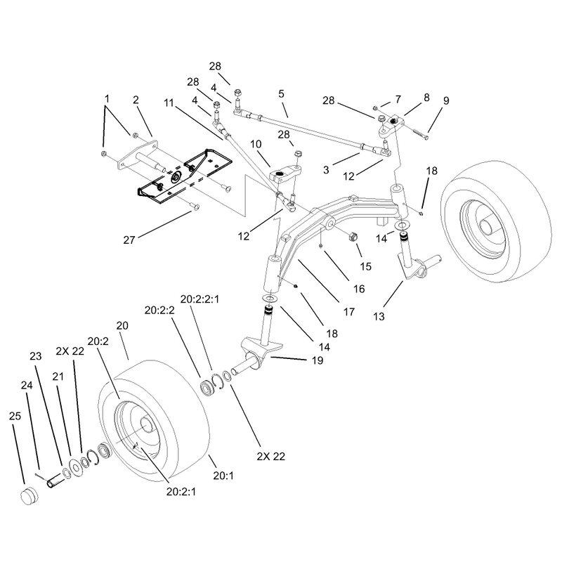 Tie Rod Spindle and Front Axle Assembly