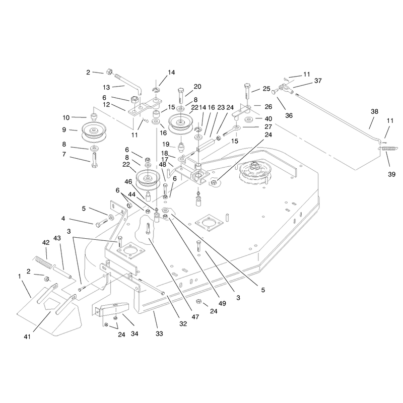 Deck Drive Pulleys and Deflector