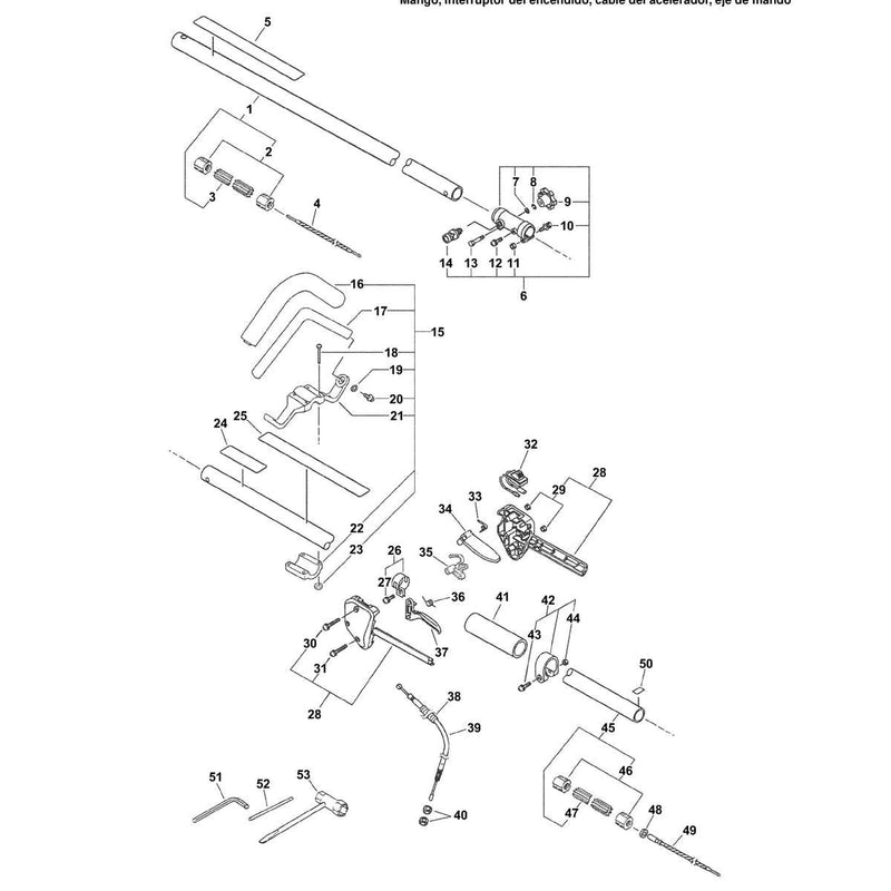 Handle, Ignition Switch,Throttle Cable, Driveshaft