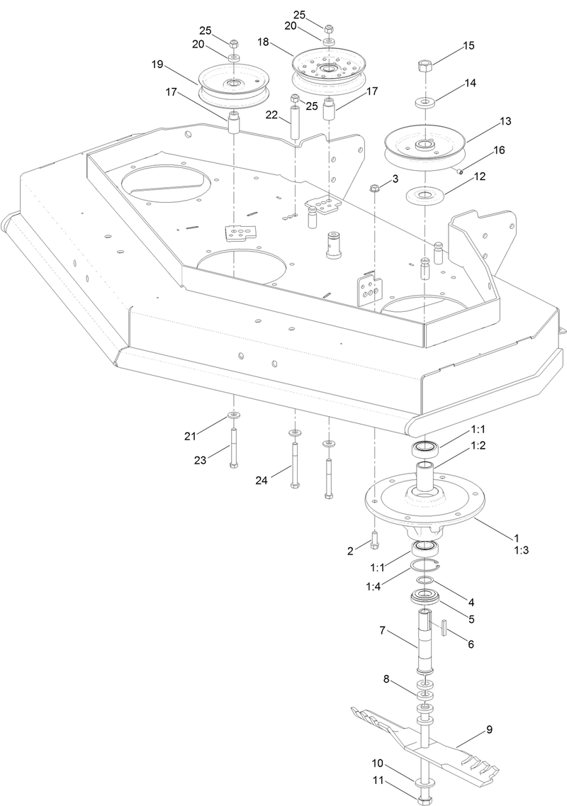 48 Inch Deck Spindle and Blade Assembly