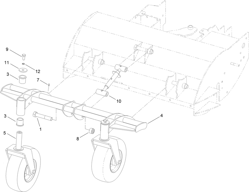 Caster Wheel and Carrier Assembly 36 Inch Flail Attachment