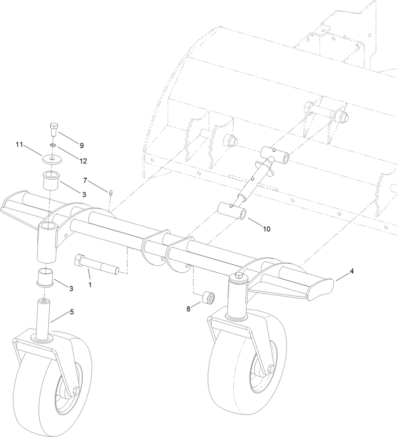 Caster Wheel and Carrier Assembly 36 Inch Flail Attachment
