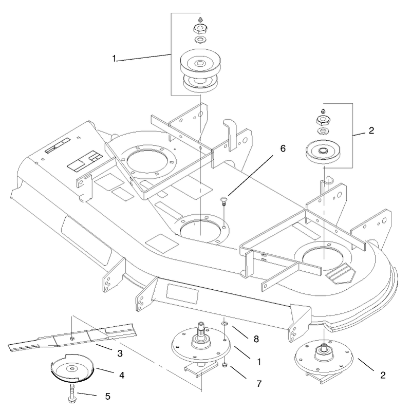 Spindles Blades and Deflector