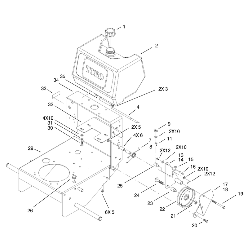Fuel Tank and Idler Pulley Assembly
