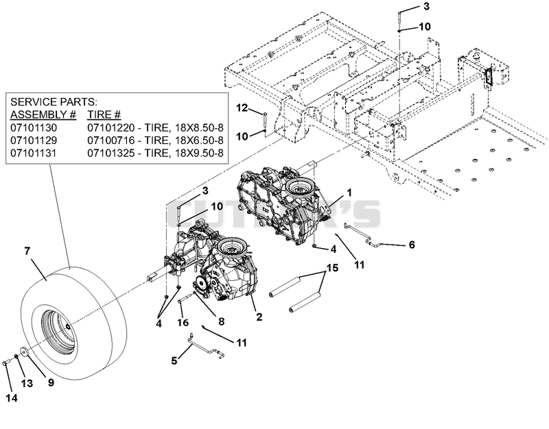 Transaxle, Dump Valves And Rear Wheels