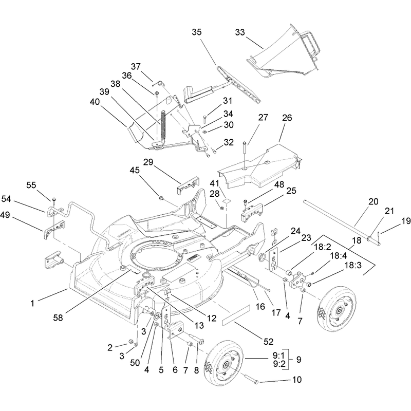 Deck Chute and Wheel Assembly