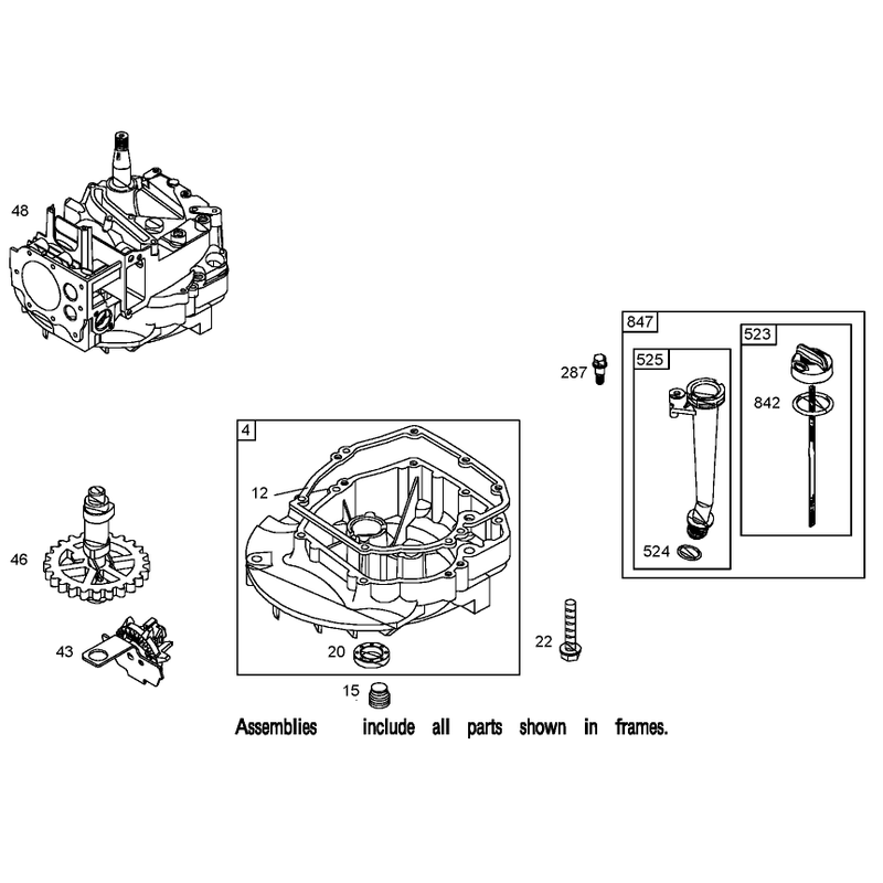 Crankcase Assembly Briggs and Stratton 125K05-0186-E1