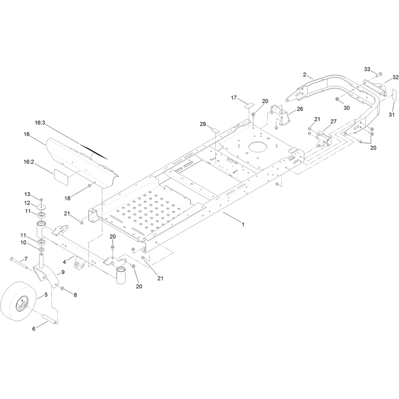 Frame Front Axle and Caster Wheel Assembly