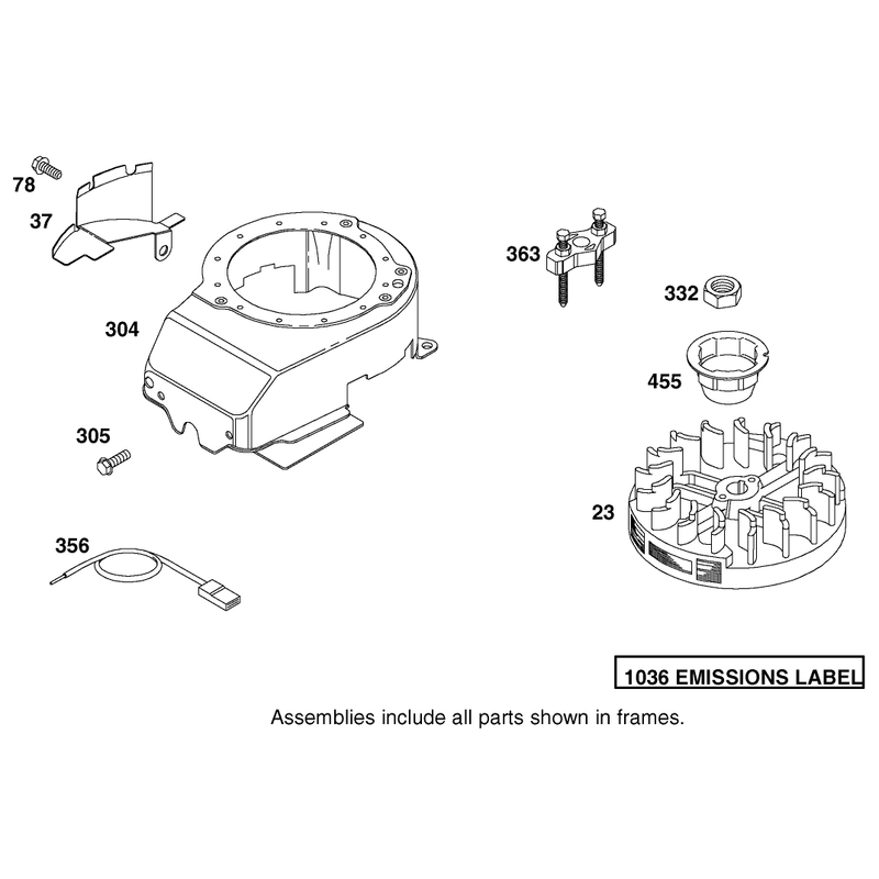 Flywheel and Blower Housing Assembly Briggs and Stratton Model 12f802-1770-B1