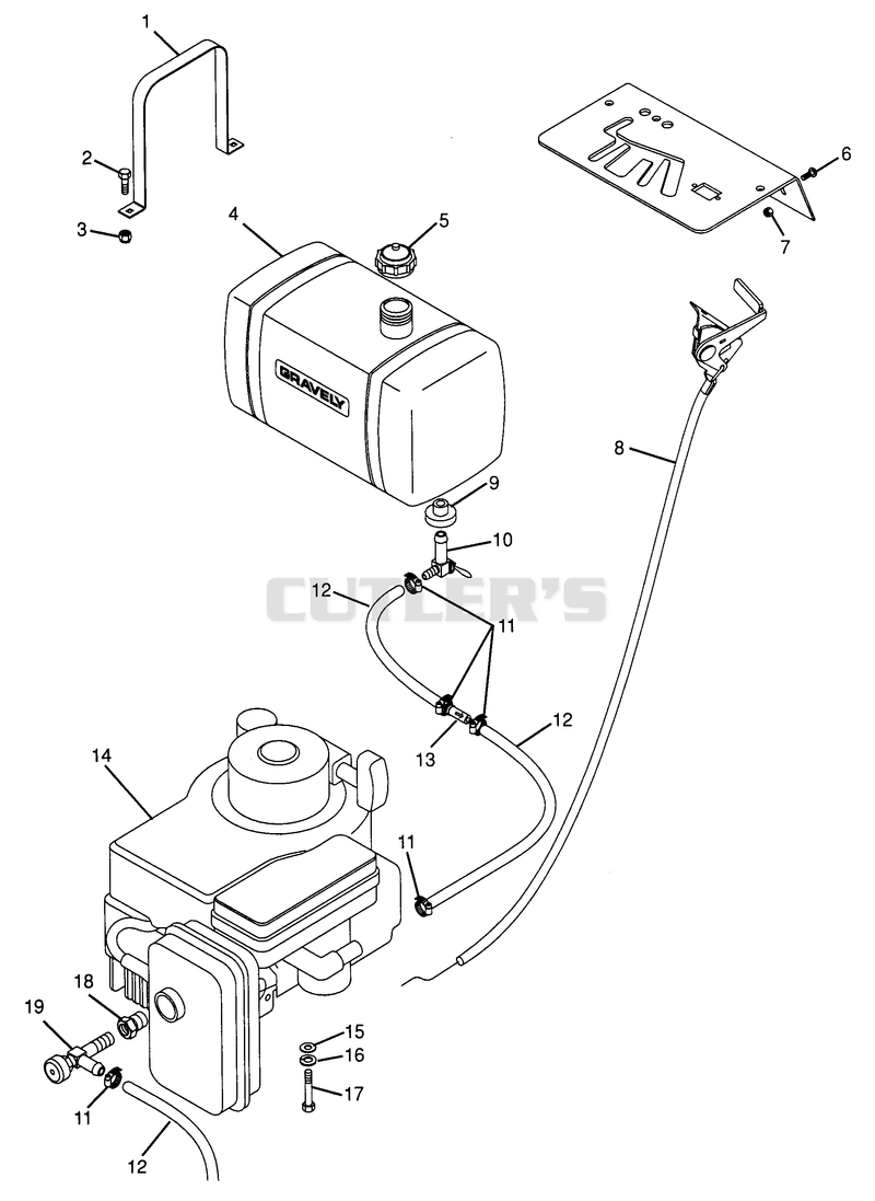 Fuel And Exhaust System - 15 H.P. Units (Recoil Start)