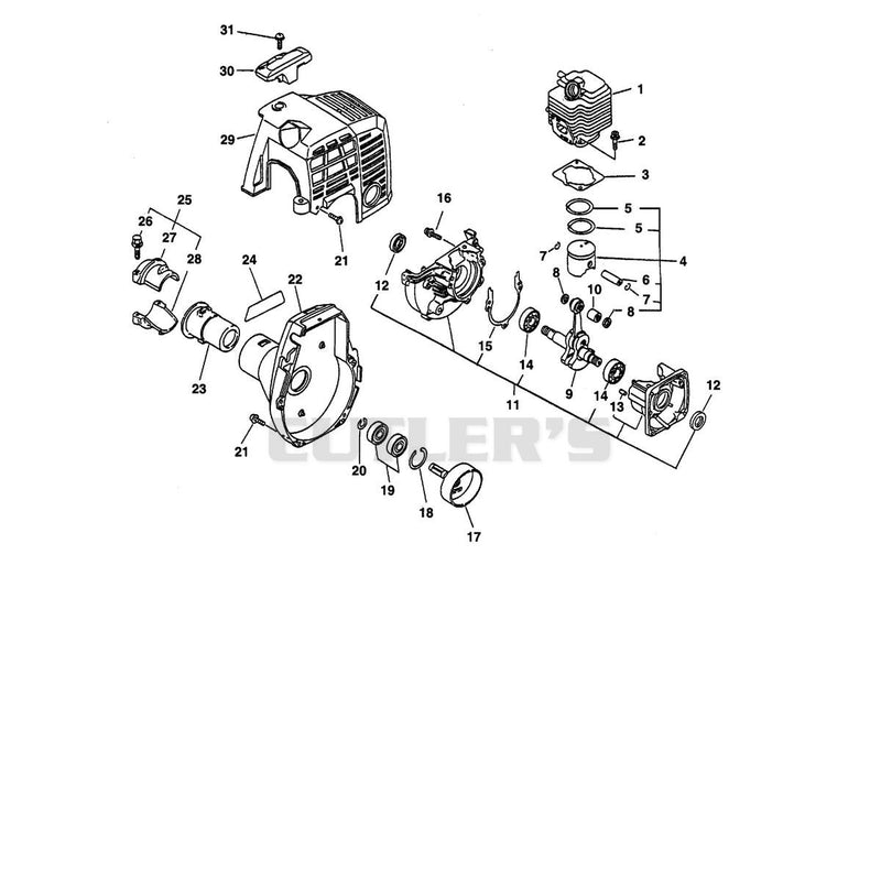 ENGINE, EXTERNAL/INTERNAL, CRANKCASE, FAN HOUSING, COVER