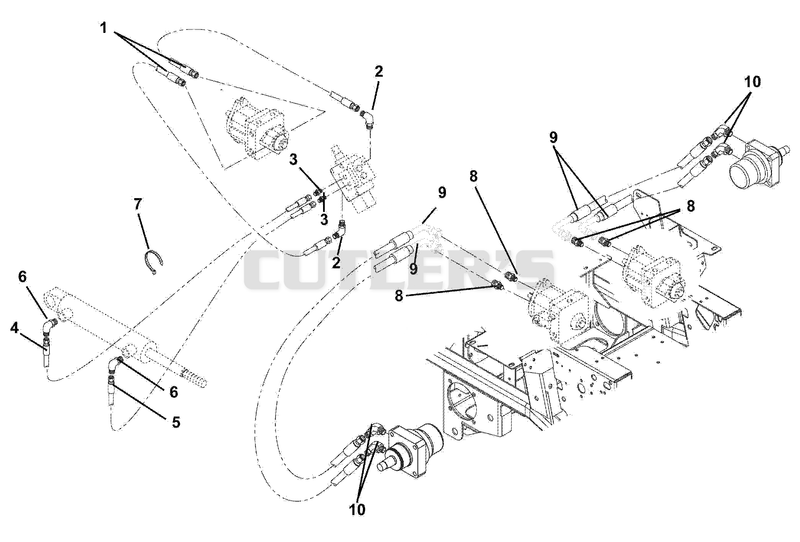 Hose Routing For Pumps, Wheel Motors And Cylinder