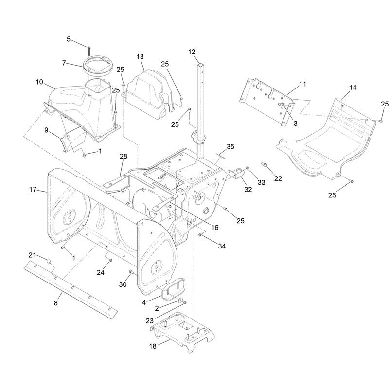 Main Frame and Auger Housing Assembly