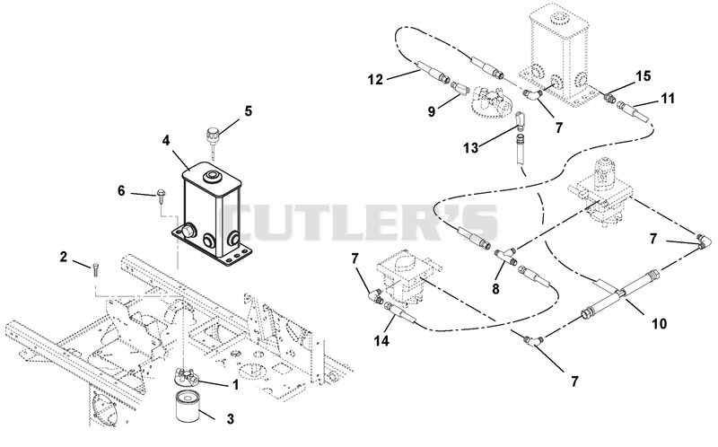 Hydraulic Tank, Filter, Pumps, And Hoses