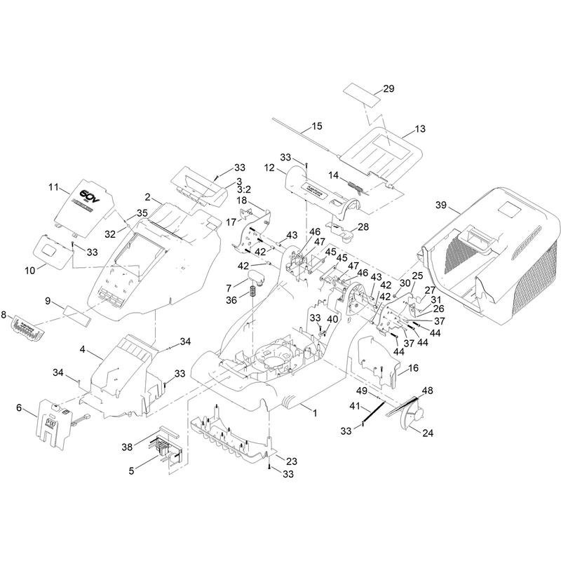 Deck and Grass Bag Assembly