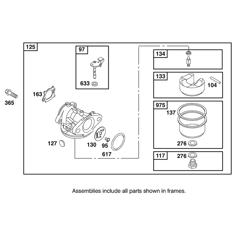 Carburetor Overhaul Kit Assembly Briggs and Stratton Model 12j805-2370-B1