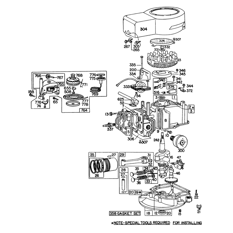 Engine Briggs and Stratton Model 92908-1744-01 for 21in Hand Propelled Model 16113