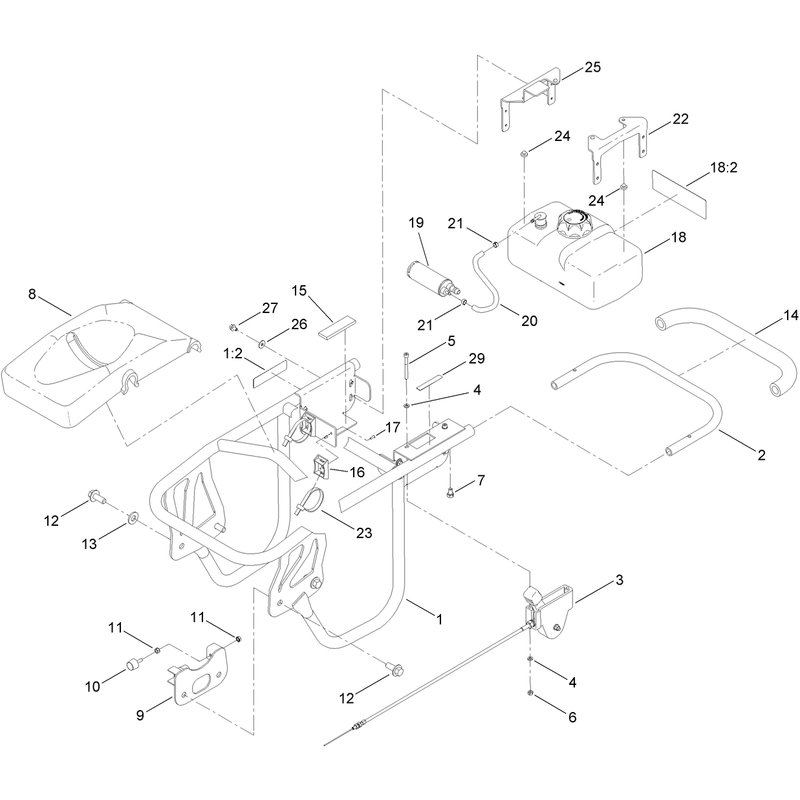 Frame Handle and Fuel Tank Assembly