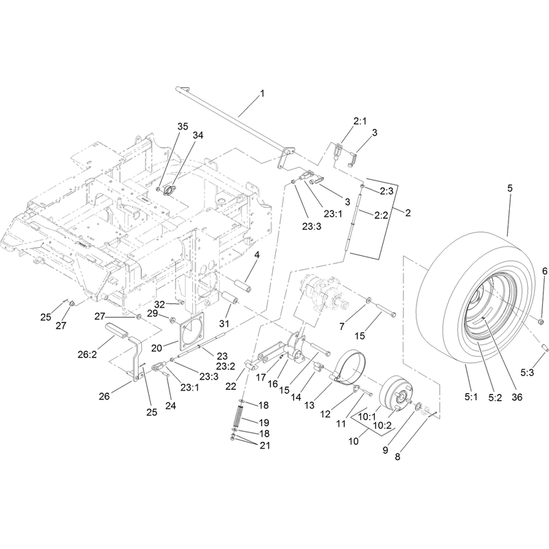 Main Frame and Rear Wheel Assembly