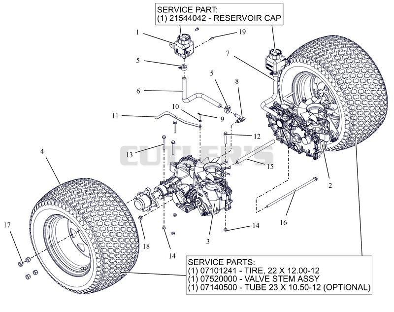 Rear Tires and Transaxles - 60"