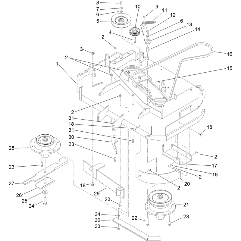Deck Drive and Baffle Assembly