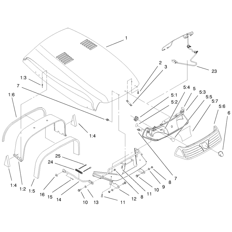 Hood and Headlight Assembly