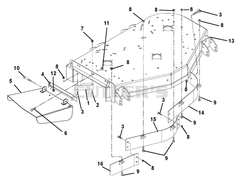 Deck, Discharge Chute And Baffles
