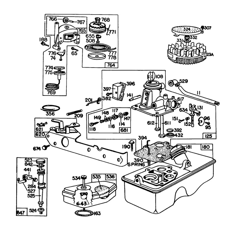 Carburetor Assembly Briggs and Stratton Model No 92908-2055-01