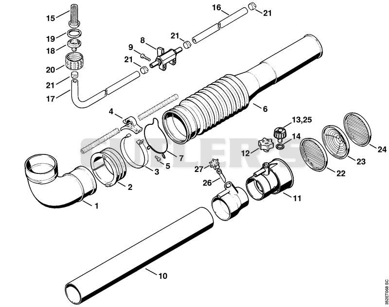 Pleated hose, ULV nozzle