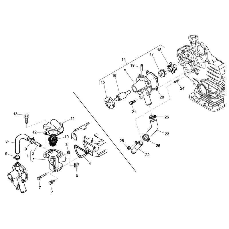 Water Flange and Thermostat Assembly
