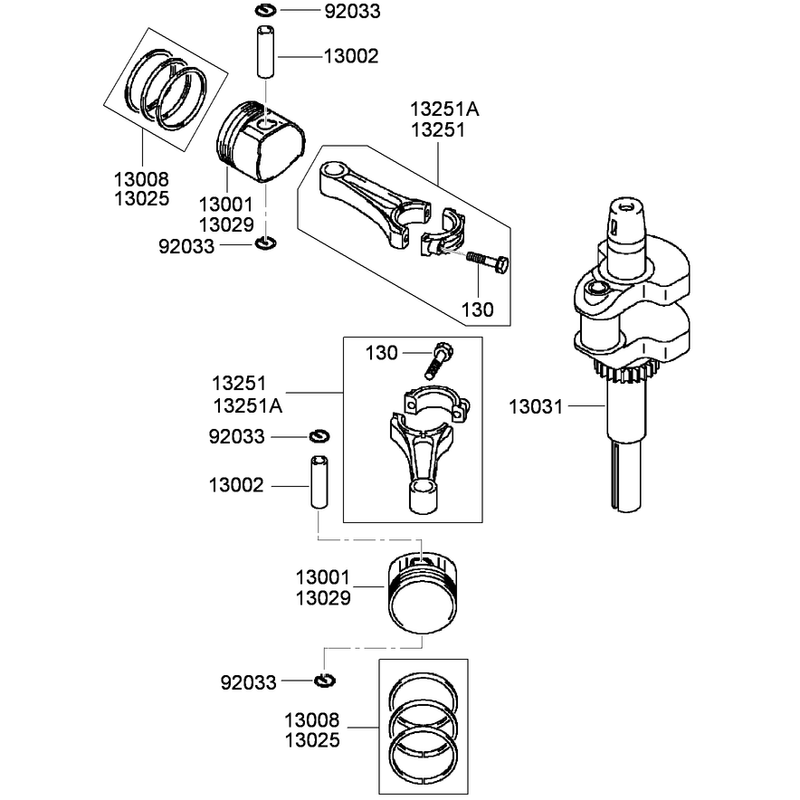Piston and Crankshaft Assembly Kawasaki FH430V-CS25